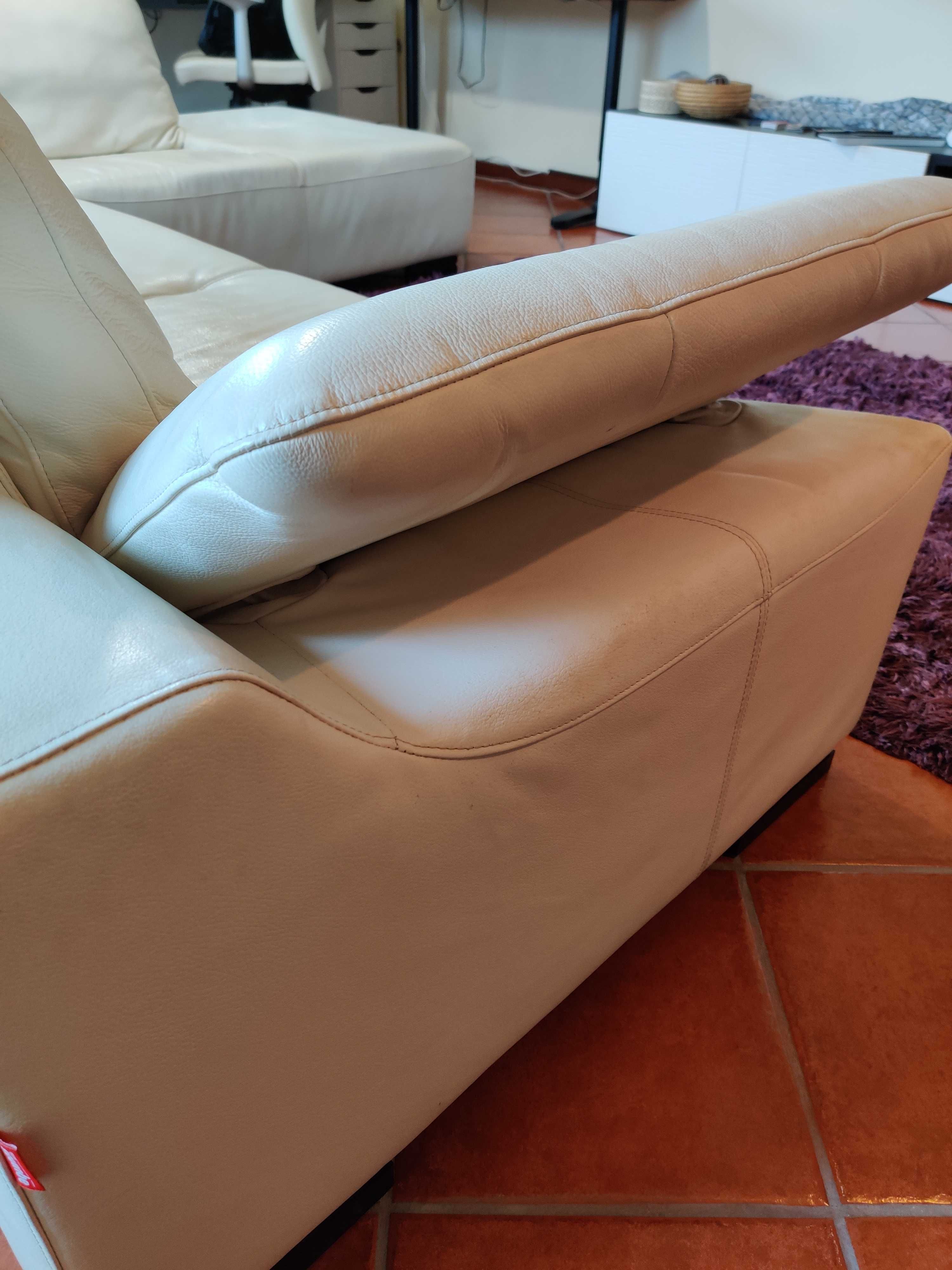 Sofá branco em pele + chaise longue - Aquinos