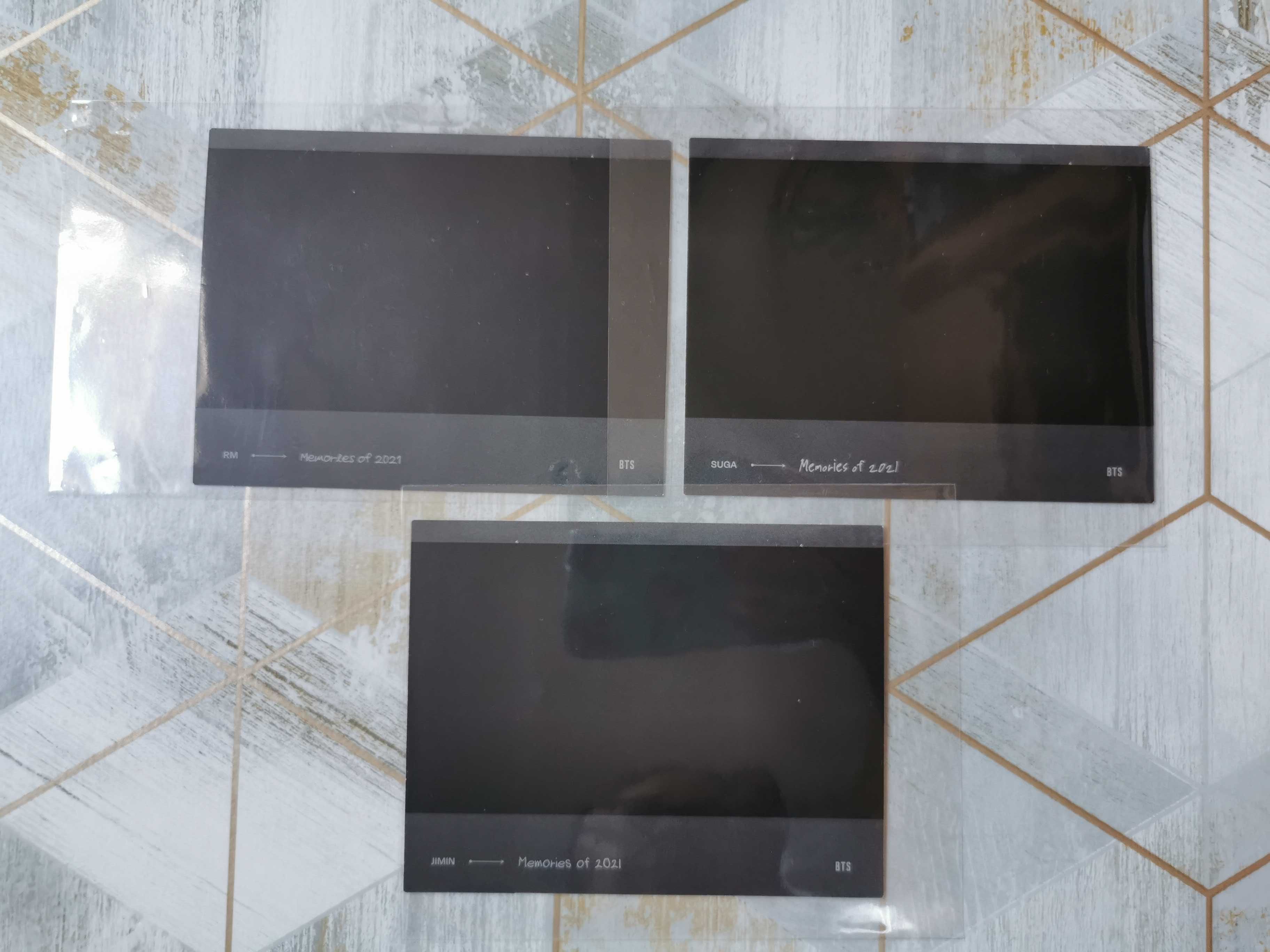BTS Memories 2021 blu ray postcards (RM, SUGA, Jimin)