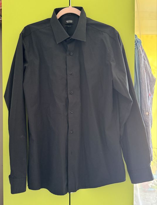 Koszula czarna Recman slim fit męska rozmiar XL stan idealny