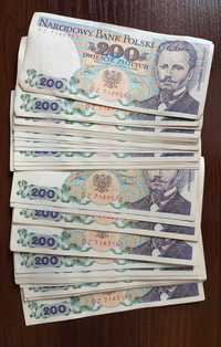 Stare banknoty 200 złotych PRL 49 szt. Seria DZ