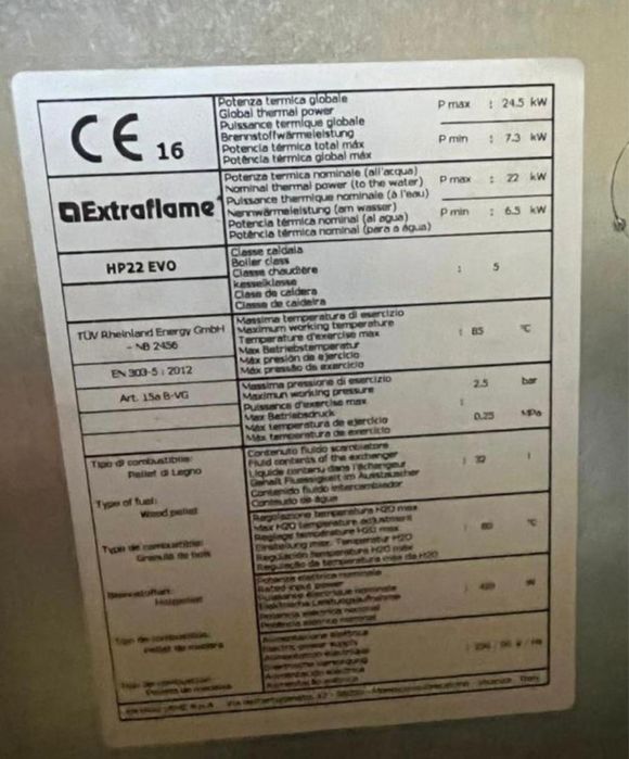 Caldeira Pellets Extraflame HP 22