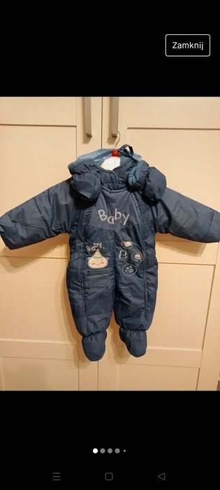 Zimowy kombinezon Nowy 6-9 miesięcy 68-74 chłopięcy + rękawiczki