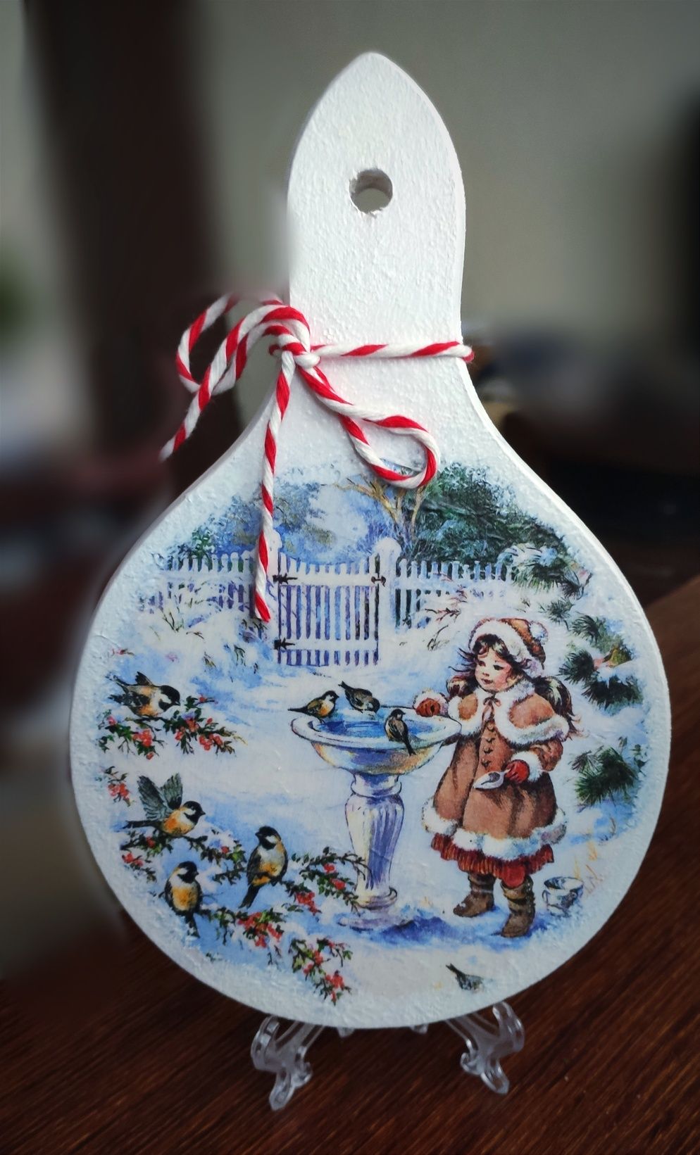 zimowy obrazek decoupage