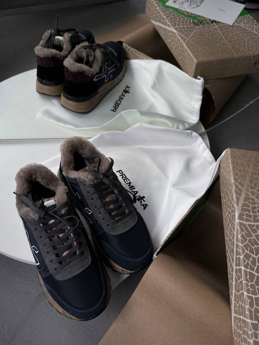 р36-40 Зимові жіночі  Кросівки Premiata Mick Leather Blue Winter