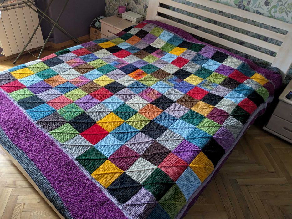 Покривало печворк (плед, килимок) в'язане ручна робота