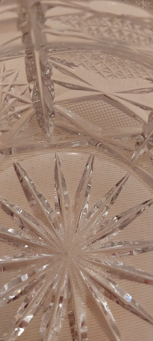 PRL kryształowa popielniczka 750g piękny szlif gruby Średnica ok.13 cm