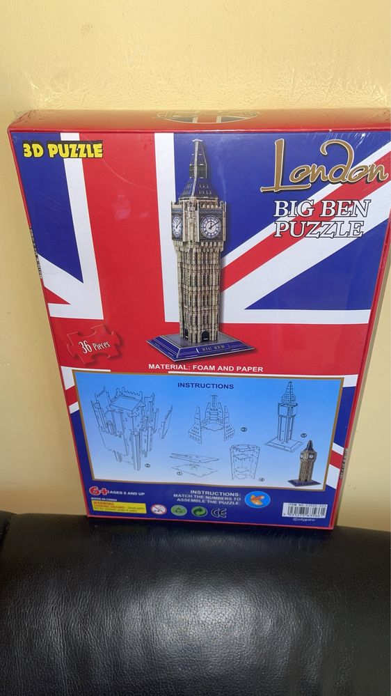 London Big Ben 3D Puzzle 36 Papierowo-Piankowych Puzzli