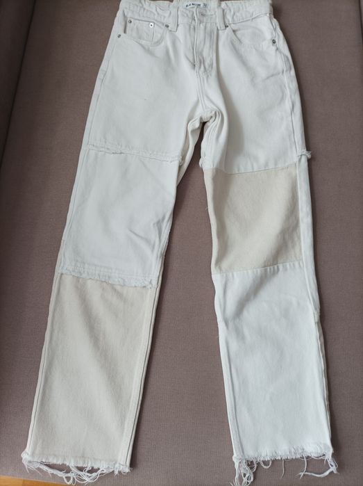 Dżinsy dziewczęce rozmiar 32 beżowe dwukolorowe Sinsay