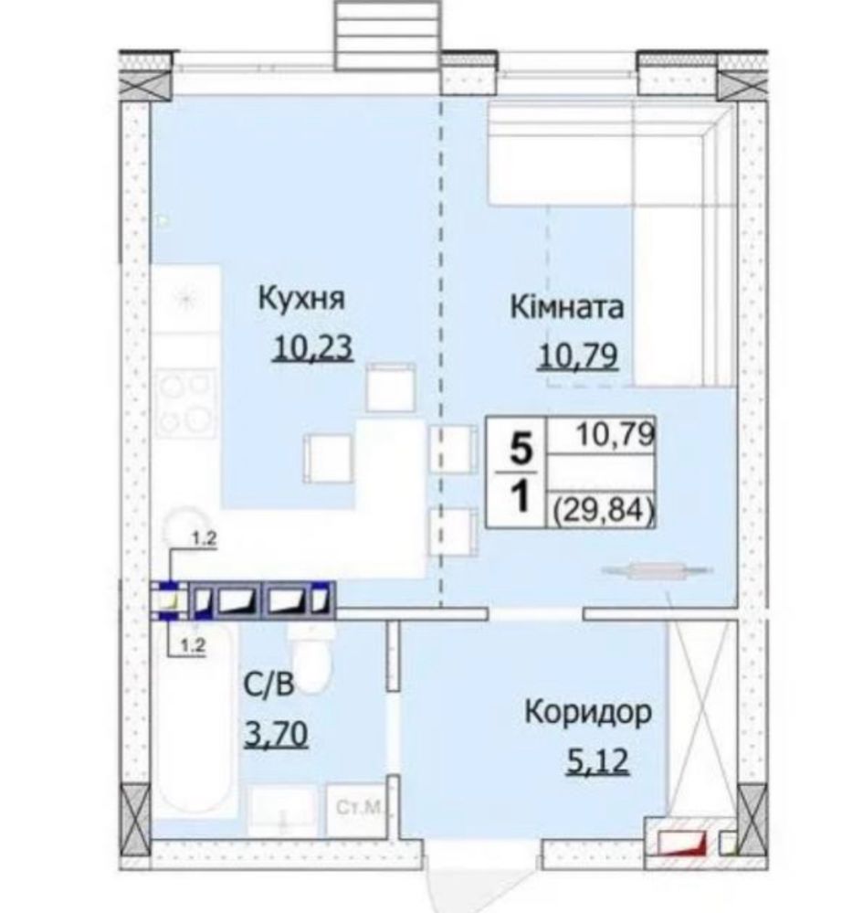 Зниження ціни!Квартира в центрі Гостомеля зданий будинок.