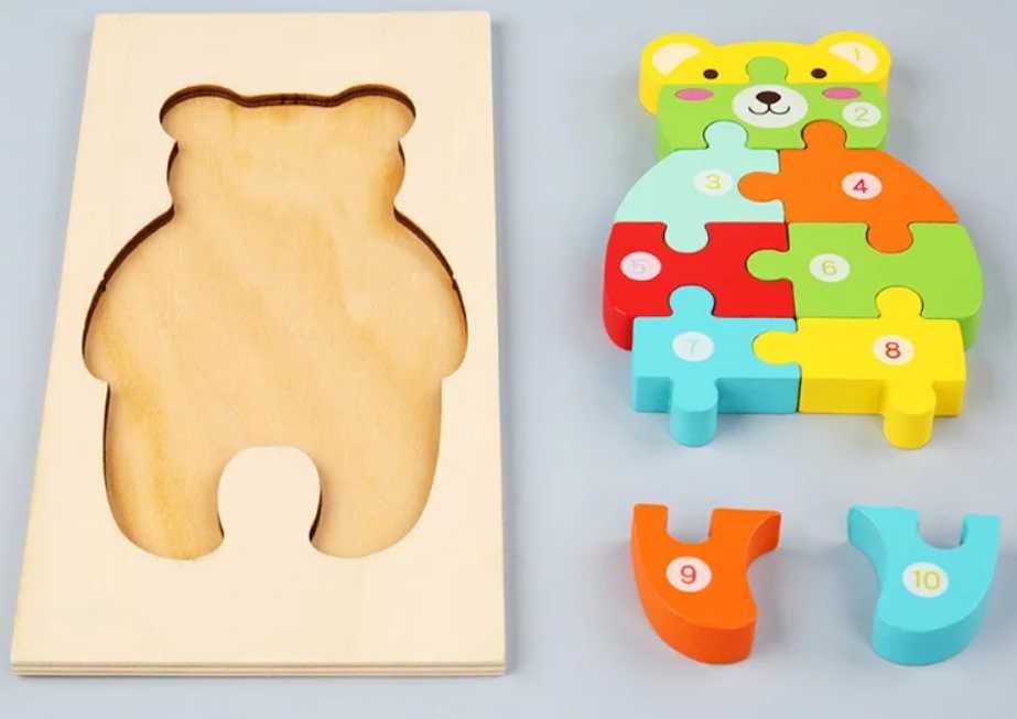 Puzzle drewniane 3D montessori
