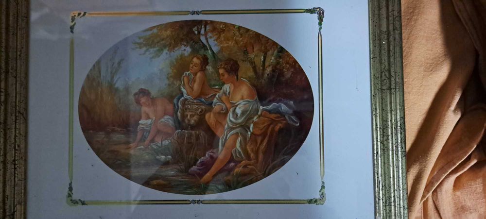 Quadro com Imagem e Moldura Antiga Dourada