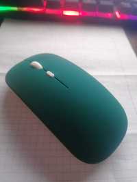 Мышка безпроводная на аккумуляторе новая зелёная матовая красивая