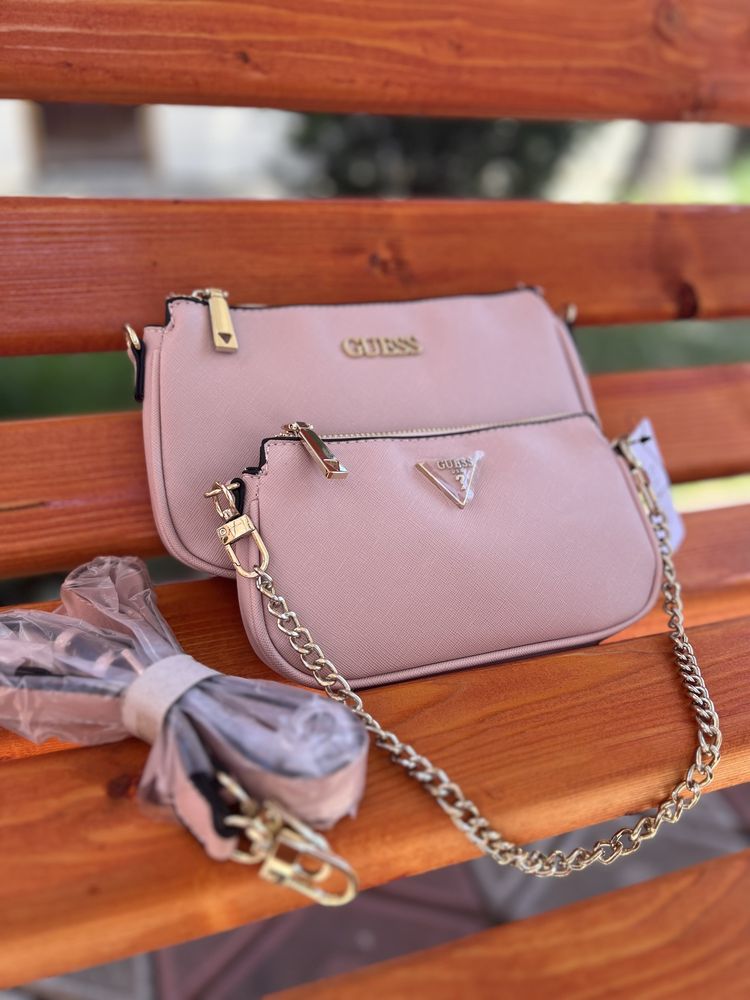 сумка Guess 2в1 Alexie Pink кроссбоді гесс