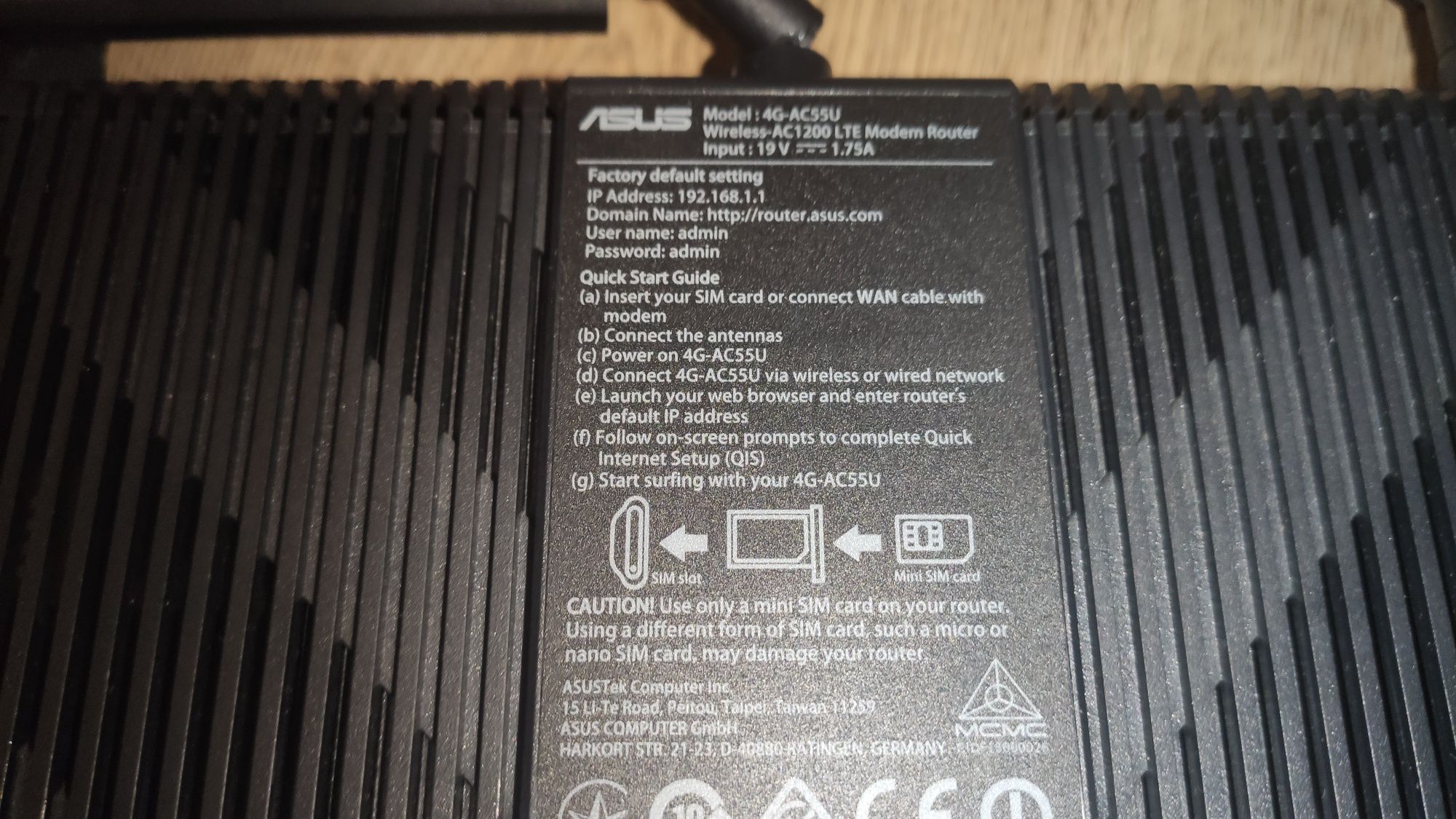 Router Asus 4G-AC55U LTE