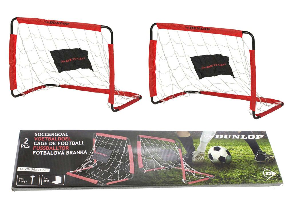 Bramki piłkarskie Dunlop  2 sztuki z siatką metalowe składane DEMO