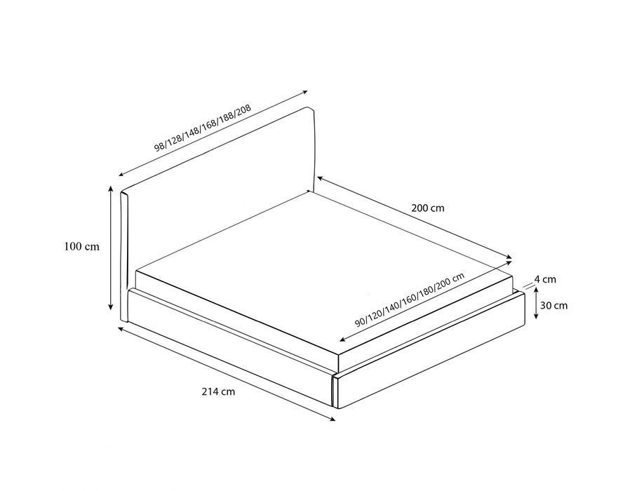 Łóżko tapicerowane JULA z pojemnikiem, stelażem 90/120/140/160/180x200