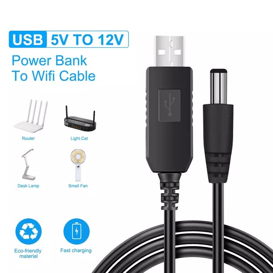 USB кабель усилитель напруги с 5V на 12V 5.5*2.1мм для питания роутера