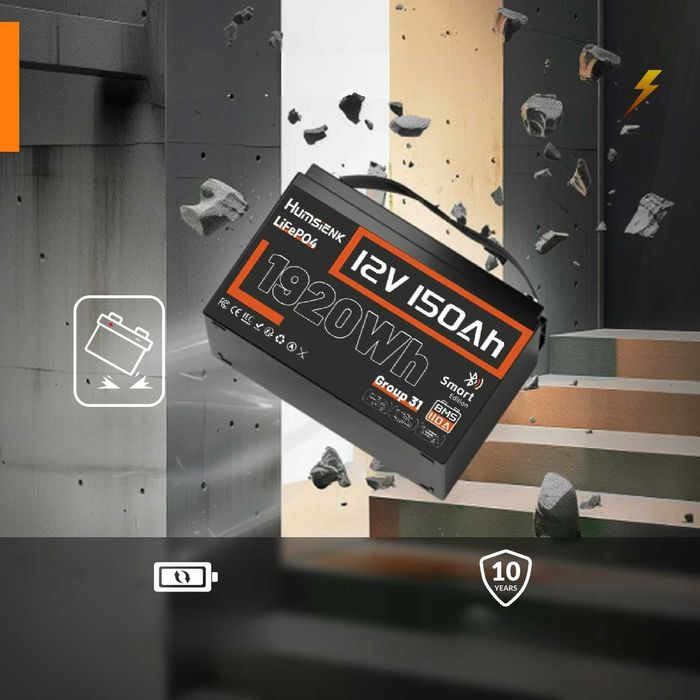 Акумулятор LiFePo4 Humsienk 12V 150Ah. Літій-залізо-фосфатний 1920Wh