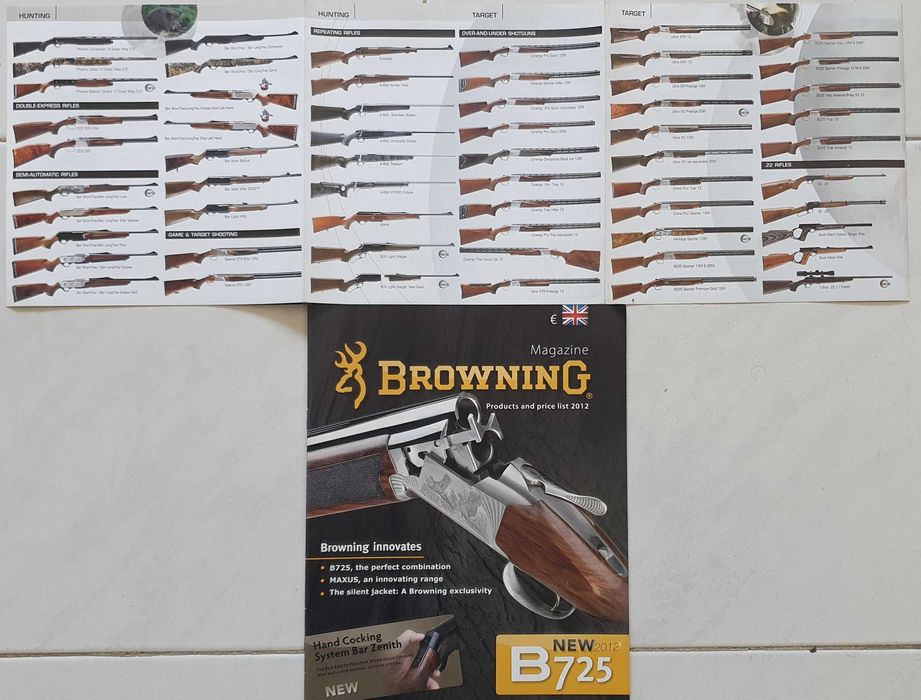 Dois Folhetos de Armas Browning, vintage, em inglês