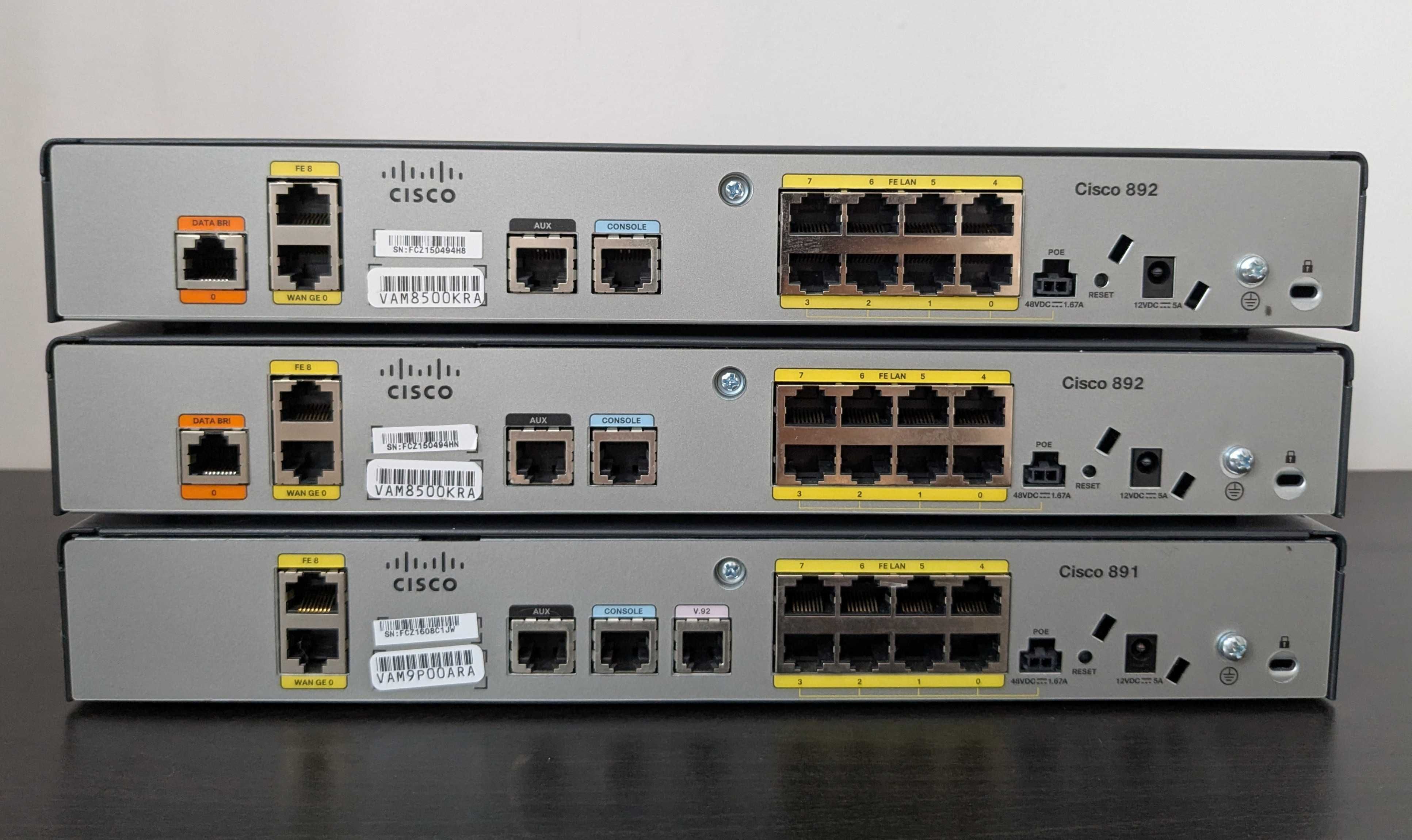 Zestaw Cisco 891/892 do CCNA | Routery + kable + zasilacze