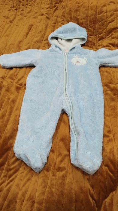 Kombinezon polarowy rozmiar 74 stan idealny niebieski miś zima