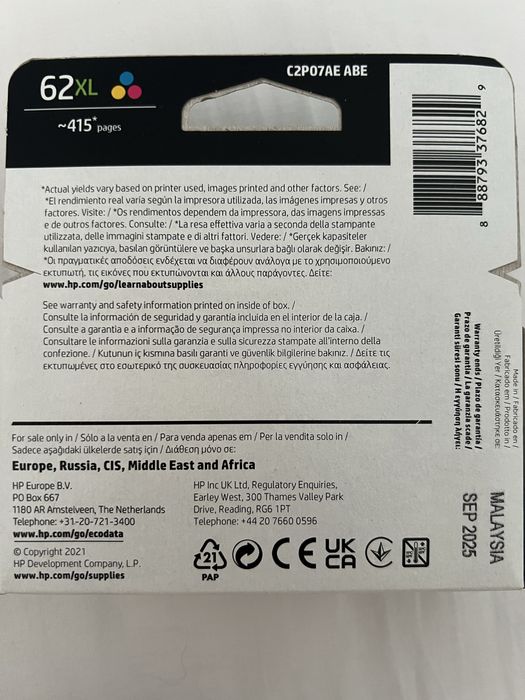 Tinteiros HP 62XL Tricolor (C2P07AE)