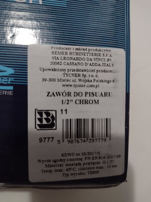 Zawór do pisuaru 1/2" chrom