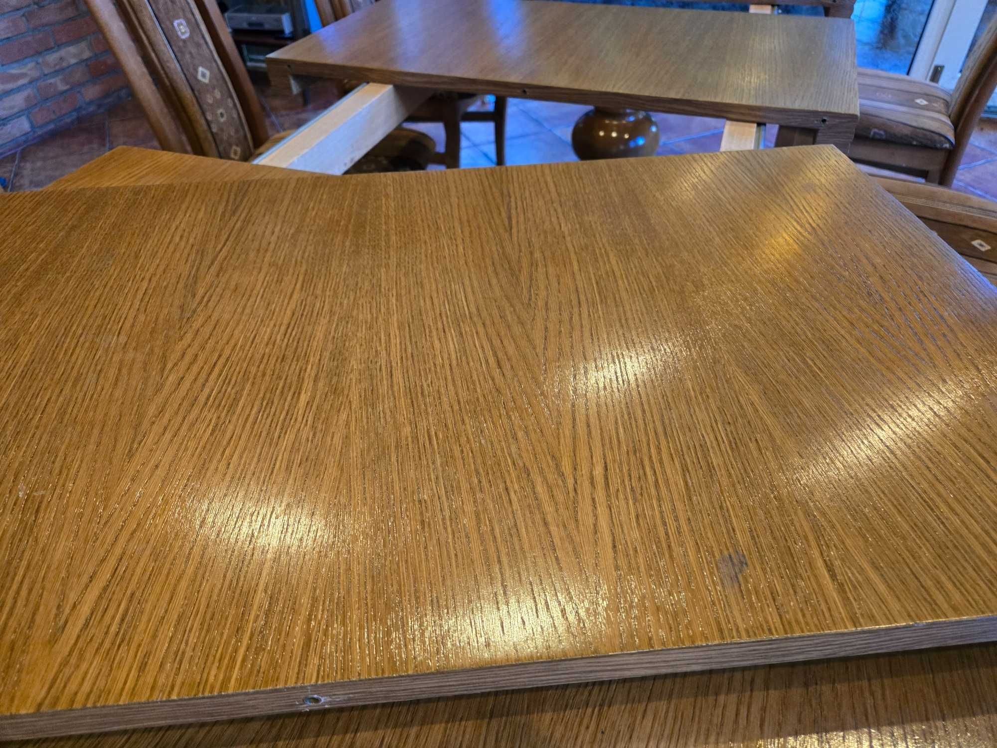 Stół dębowy z krzesłami rozkładany duży solidny 280x90
