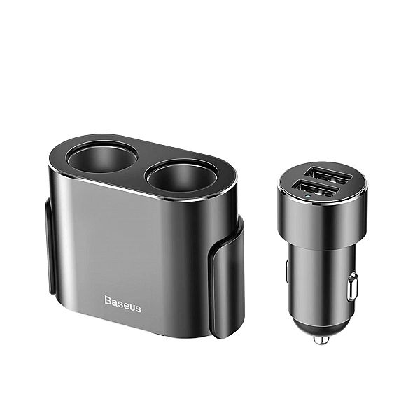 Rozdzielacz Baseus CRDYQ-01/2x gniazdo zapalniczki 80W 2x USB-A 3.1A -