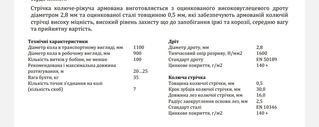 Егоза Колючий Дріт БТО16/ 1100/900/2.8/7