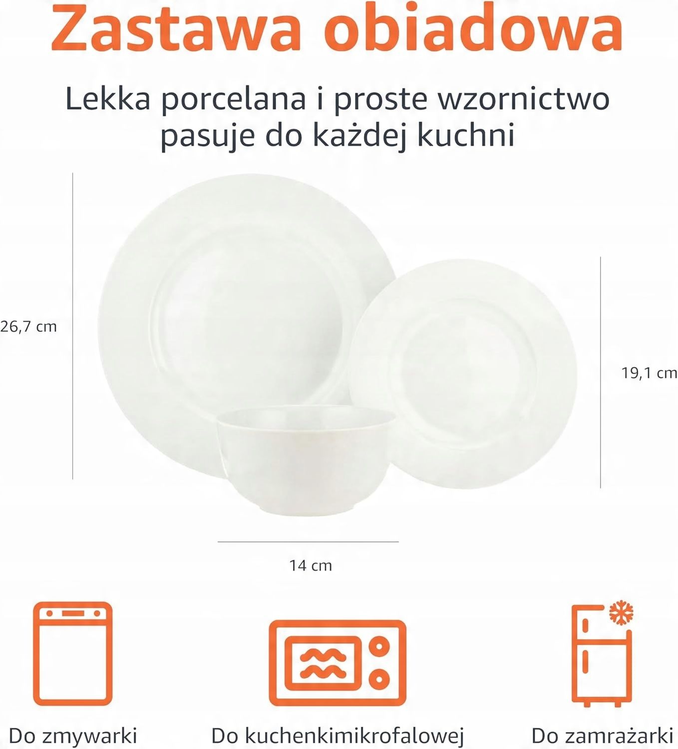 Amazon Basics biały porcelanowy talerz deserowy o średnicy 19 cm