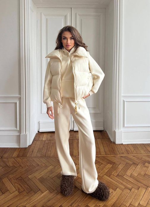 Костюм жіночий білий , трійка , теплий