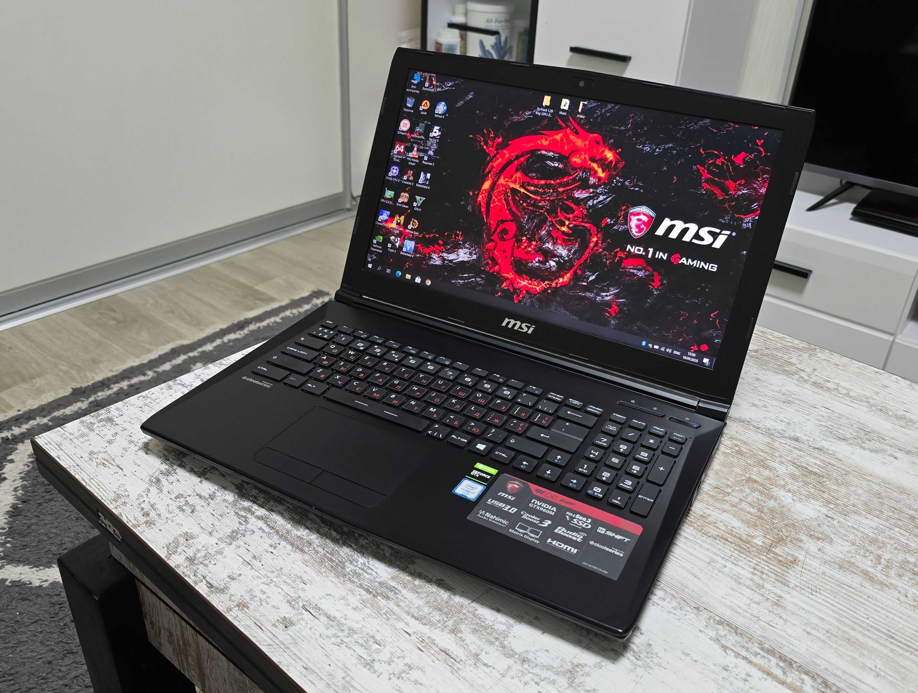 Игровой MSI (Core i7/Nvidia GTX960M/16GB DDR4/SSD 256GB+500GB/АКБ 4час