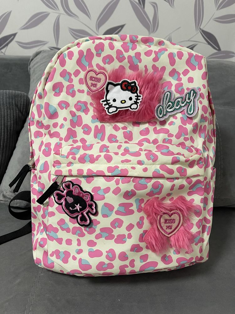 Рюкзак хелоу кітті( hello kitty) рожевий леопард