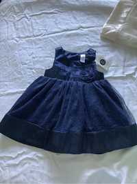 Nowa z metką sukienka granatowa brokatowa tiul George 12-18 miesięcy