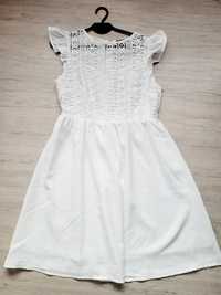 Biała sukienka - koronkowa biała sukienka r.S