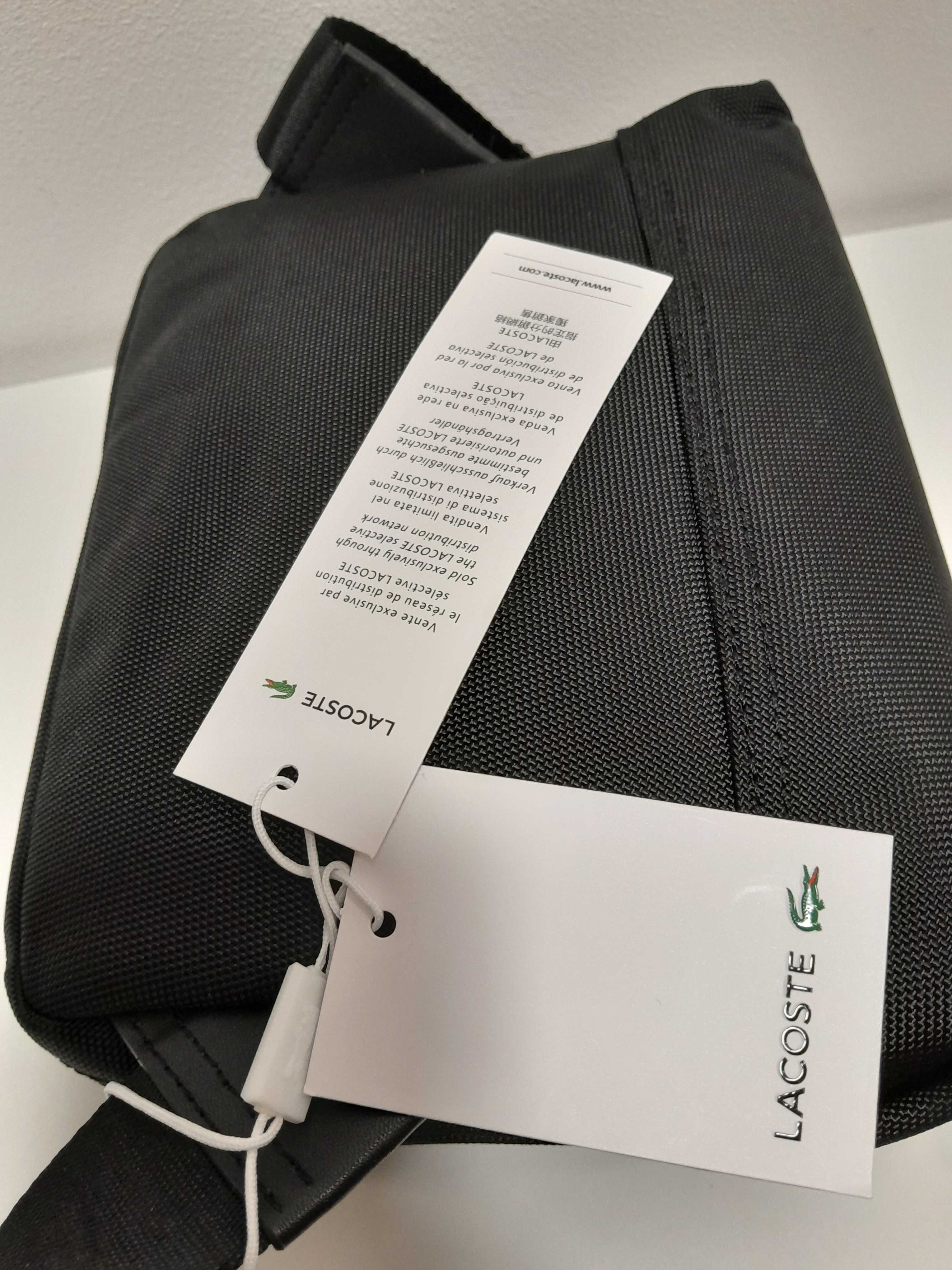 Męska czarna torba na ramię Lacoste