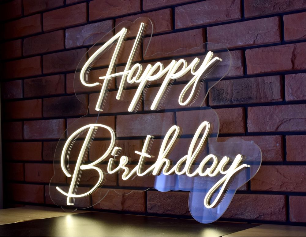 Happy Birthday, napis neonowy, neon led, ledon