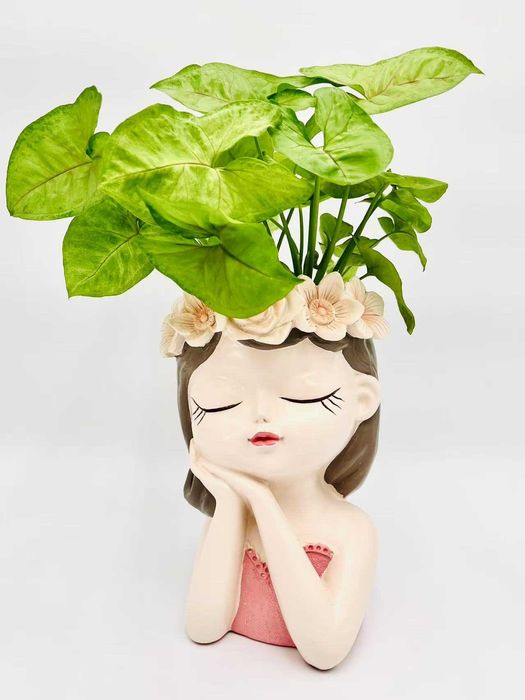 Duża doniczka 27 cm figurka dziewczynki z żywicy dekoracyjna osłonka