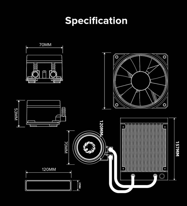 Gamemax ICEBURG 120, chłodnica cieczy all in one, TDP180W, biała