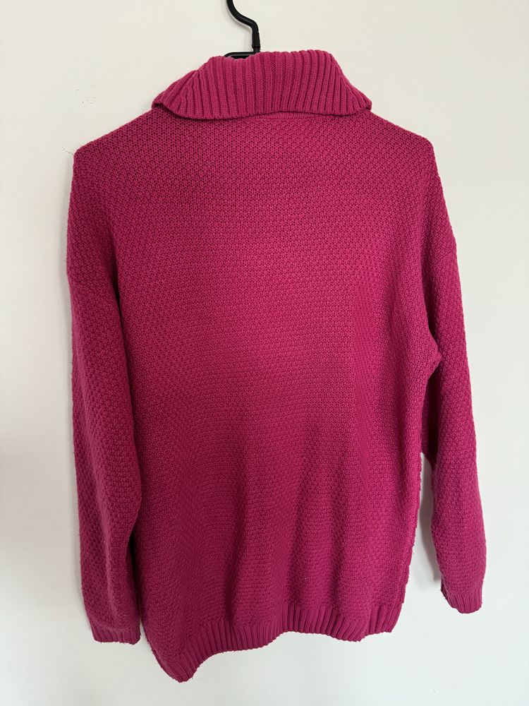 Sweter różowy fuksja S moodoz golfem