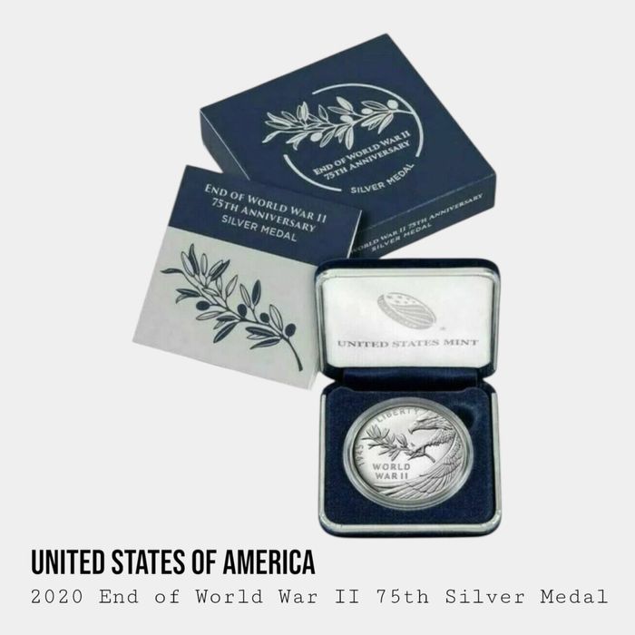 2020 • Срібна медаль • End of WW2 • US Mint 1 OZ • 75th Anniversary