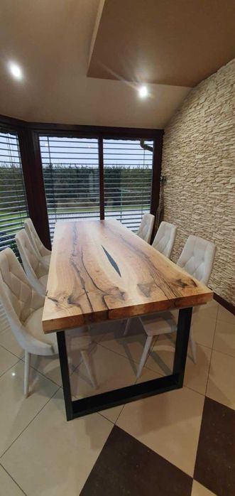 Stół drewniany z żywicą dostawka lub stolik do kawy, ławy. OD RĘKI