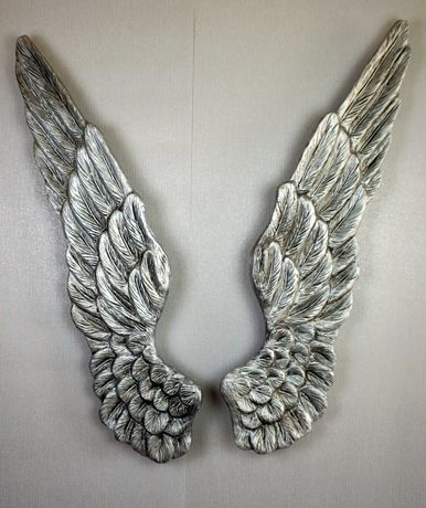 skrzydła anioła dekoracja ścienna XL srebrne