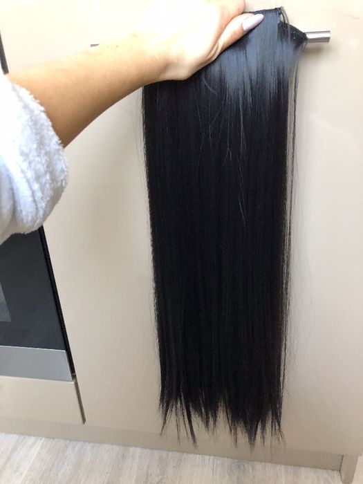 Волосы на заколках Трессы наращивания цвет Черный/Коричневый