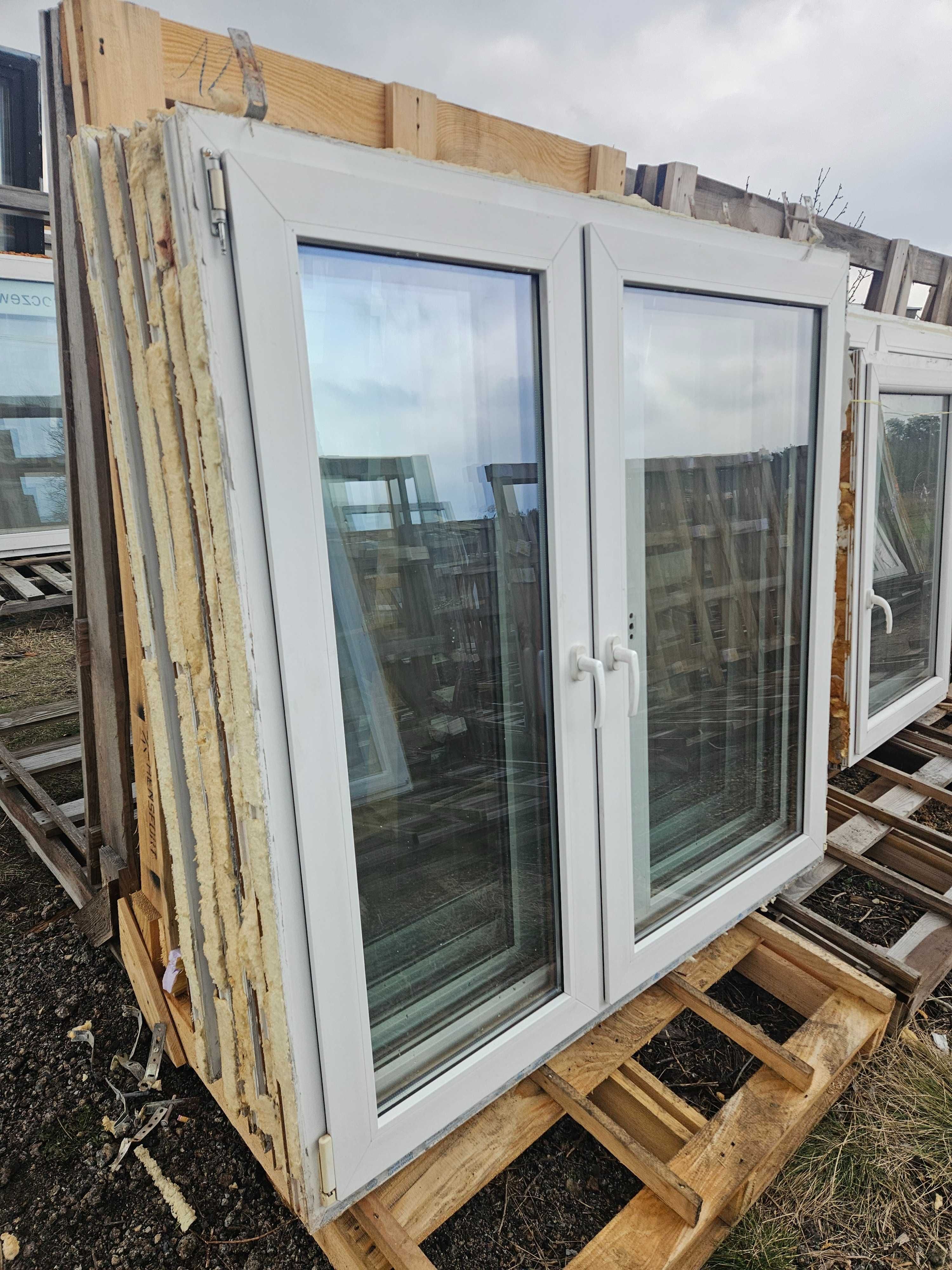 OKNA Plastikowe PCV Dwuskrzydłowe Złoty Dąb 157x150cm 5 sztuk okno