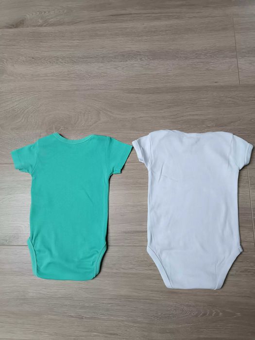 Body krótki rękaw x2 zielone białe samochody 'H&M' 'Little one' 56