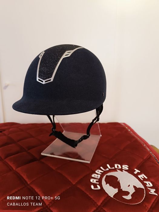 57;58;59Kask jeździecki HKM Graz granatowy brokat