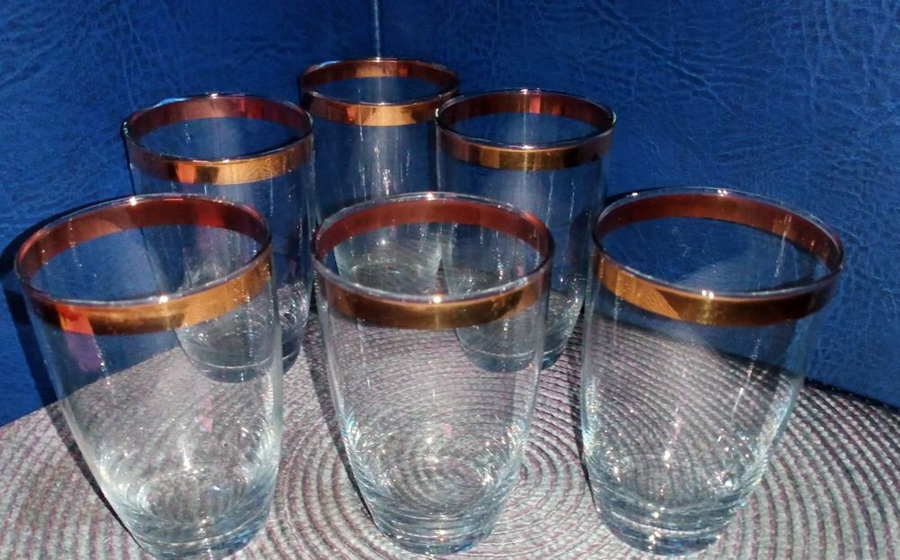 6 Szklanek do napoi że złotym zdobieniem