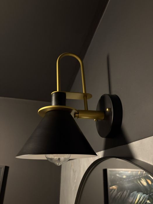 Kinkiet Lampa Ścienna Loft Industrial Czarna Złota nad lustro retro